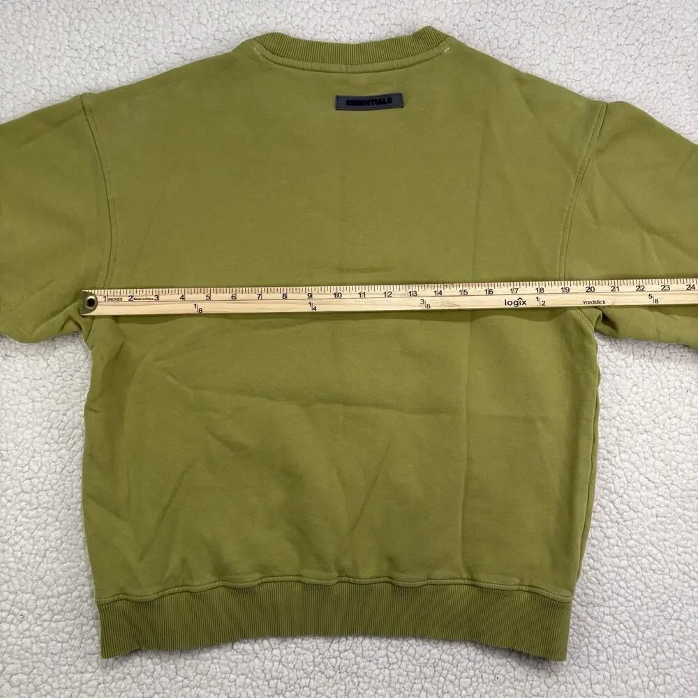 Essentials Fear Of God Sweatshirt Mens Medium‎ 77 Green Pullover Crewneck Flaws